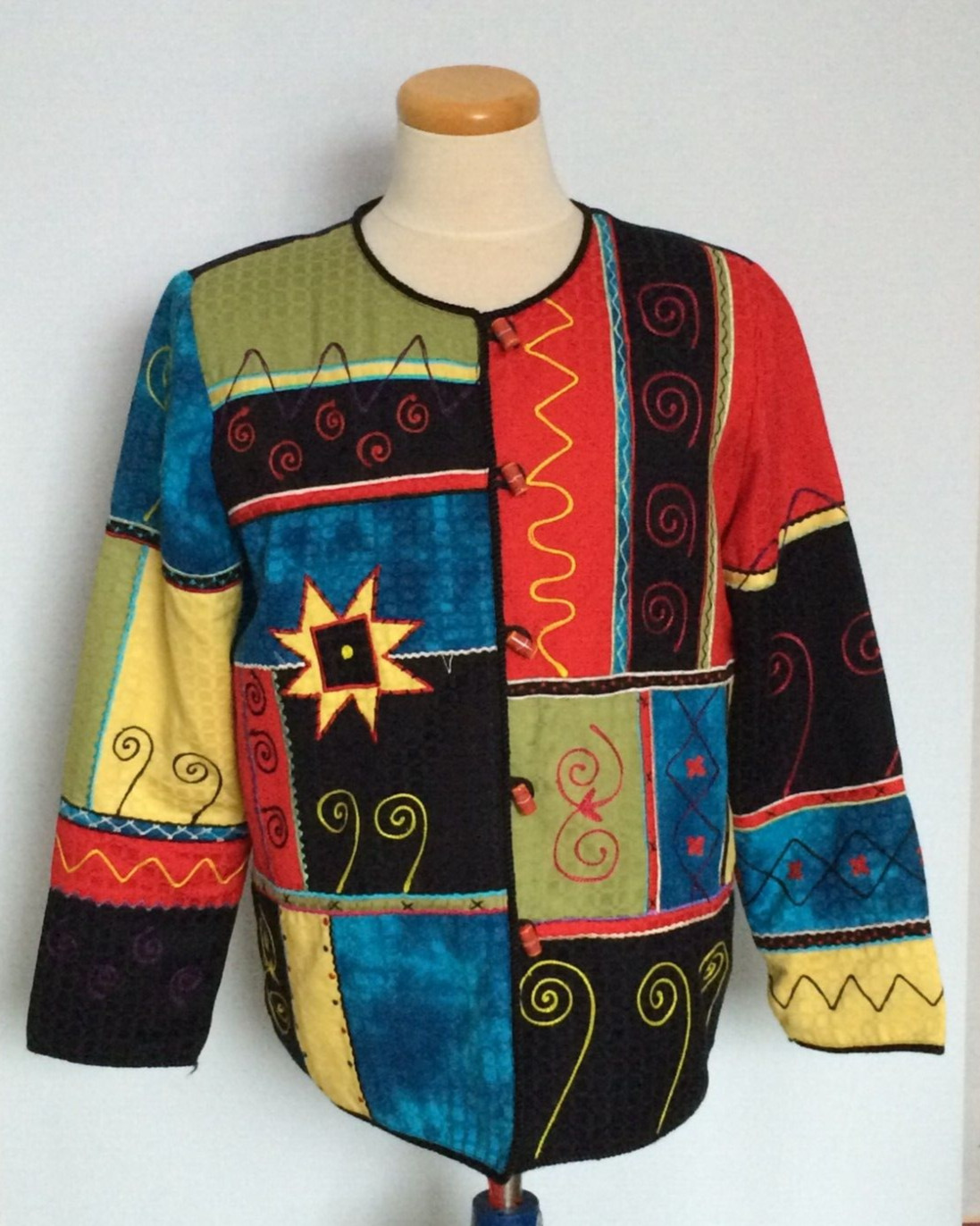 Indigo Moon Womens Multicolor Patchwork Jacket Me… - image 1