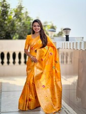Designer Silk Sari with Meenakari Banarasi Weave - Indian Traditional Style