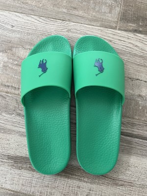 POLO RALPH LAUREN BIG PONY SLIDE SLIDES GREEN BLUE sz 14 | eBay display picture 2