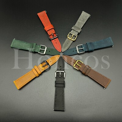 18 19 20 21 22 24 MM Soft Vintage Genuine Leather Watch Band Strap Quick Release