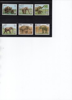 LAOS 1987 97 lot de 6 timbres éléphants