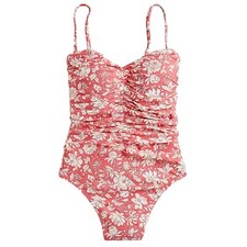 J. Crew Womens One Piece Swimsuit Size 24 Pink Ruched Sweetheart Tossed Floral