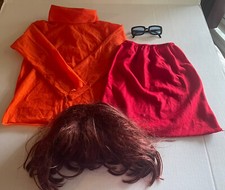 Scooby-Doo VELMA CHILD Size Medium 8-10 COSTUME RUBIES sirt Skirt Wig H1