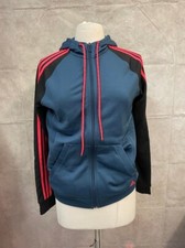 Adidas Women's Dark Blue/Black Hooded Track Jacket Full Zip Size M