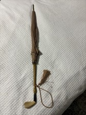 RARE PK Polan Katz Nylon Umbrella Parasol Gold Lucite Handle Tassel W/cover