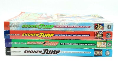 Lot of 4 Shonen Jump 2004 Manga Yu-Gi-Oh Naruto Anime Jul Sep Oct