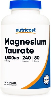 Nutricost Magnesium Taurate (240 Capsules, 80 Servings / 1,500 mg Per Serving)