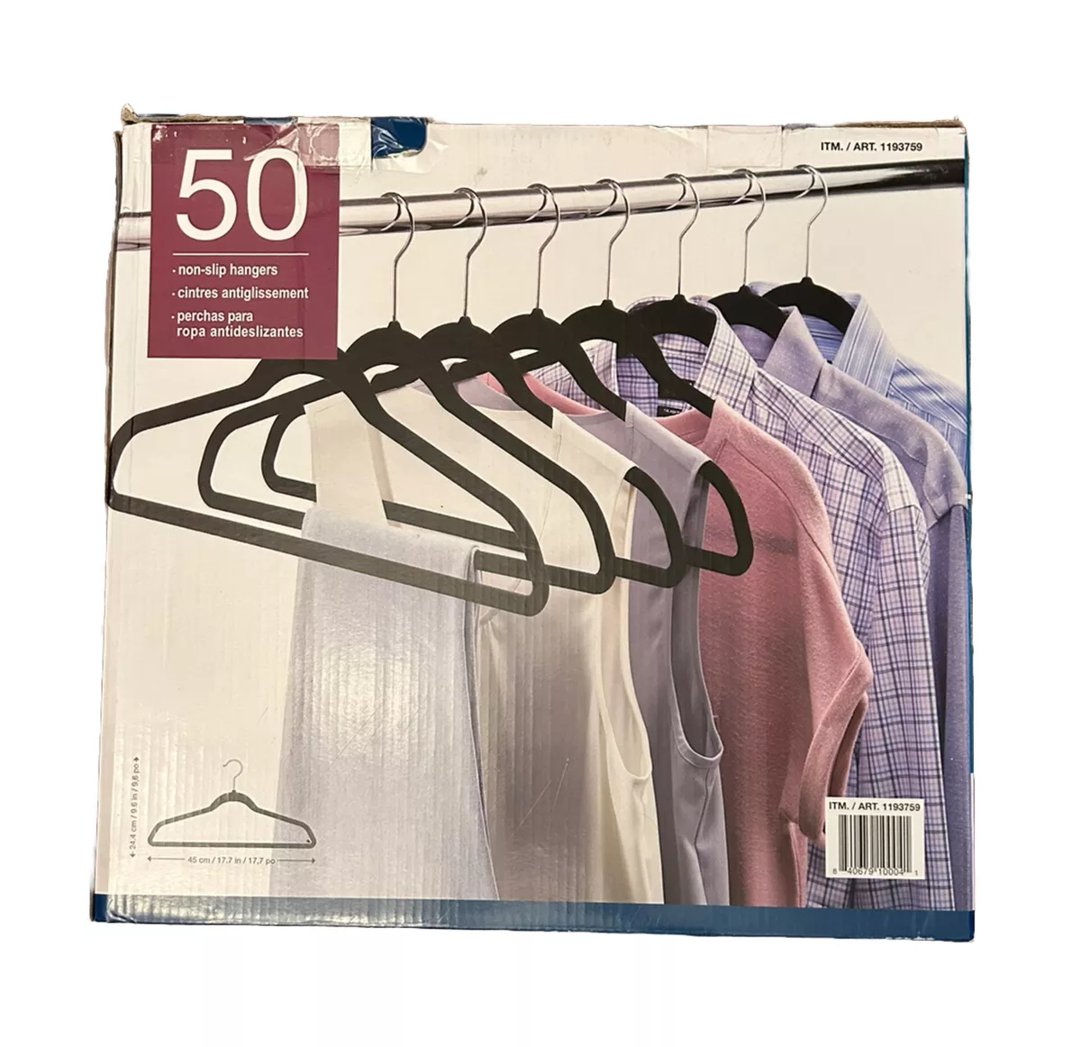 High-grade Coat Hanger (100 Pack) Flocked Clothes Hangers W/ Non