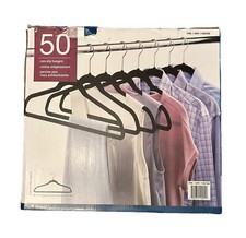 Space Saving 1193759 Flocked Non-Slip Clothes Hangers - Black Pack of 50 Units
