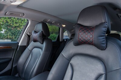 Universal Car Headrest Pillow - Quilted Vinyl, Neck Support, Fits Mazda 