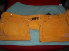  TOOL POUCH AND 2" WIDE TOOLBELT QUALITY 11  POCKETS TWIN LEATHER HEAVY DUTY