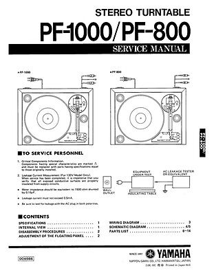 Yamaha PF-800 Turntable Owners Manual | eBay