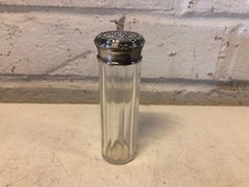 Vintage Cross Germany Repousse Silverplate Lidded Glass Powder Bottle