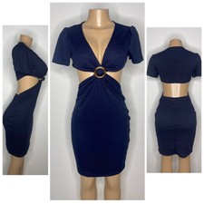 Navy Blue Sexy Dress for Women Size S/M and L/XL Stretchy Open Back Dress