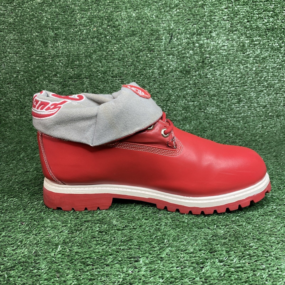 VINTAGE RED TIMBERLAND MENS REVERSABLE BOOTS SIZE‎ 12 - RARE!! SEE PICS! Timberland × Vintage Red TIMBERLAND BOOTS X NBA CHICAGO  main image 4