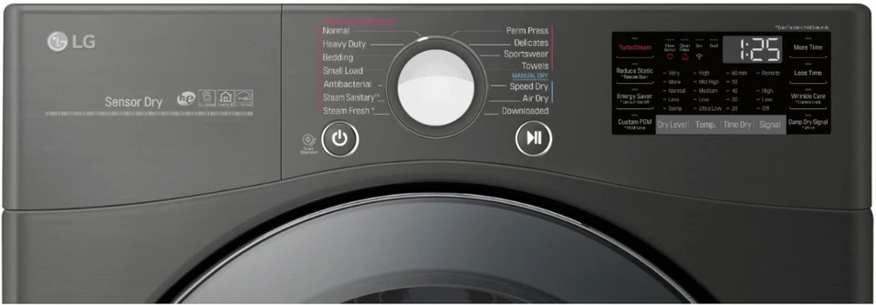 LG DLEX3900B 7,4 Cu. Secadora eléctrica inteligente apilable de pies con recogida local de vapor Foto 2 de 3