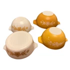 Lot Of 4 Pyrex Butterfly Gold Mixing Bowls 441 (x2) 442 472 Bakeware Yellow Whit