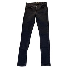 Levis Woman's 711 Skinny Jeans 26x32 Black Stretch Denim