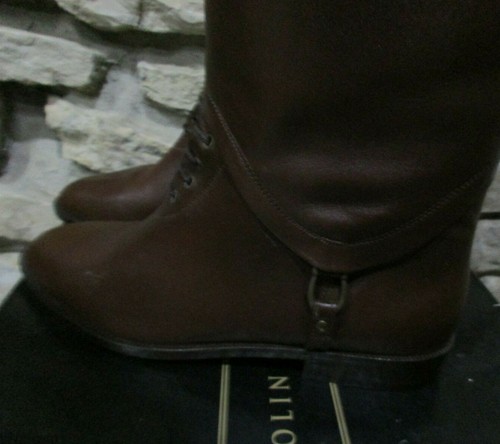 Leather Riding Boots Size 8.5 Brown 15.5"Tall Women's Colin Stuart Low Heel NIB - Picture 5 of 9