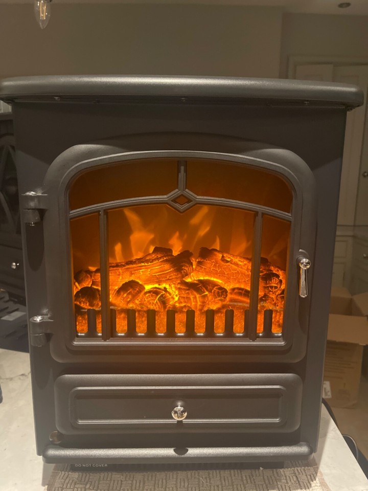 Electric Stove Fire Flame Effect Electric Fireplace Black eBay