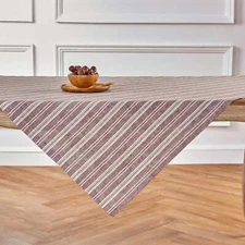 Solino Home 100% Pure Linen Table Throw for Fall Dining Kitchen Chelsea Stripe