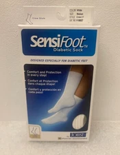Jobst 110837 SensiFoot Medium White Diabetic Sock Crew Closed Toe 8-15 mmHg