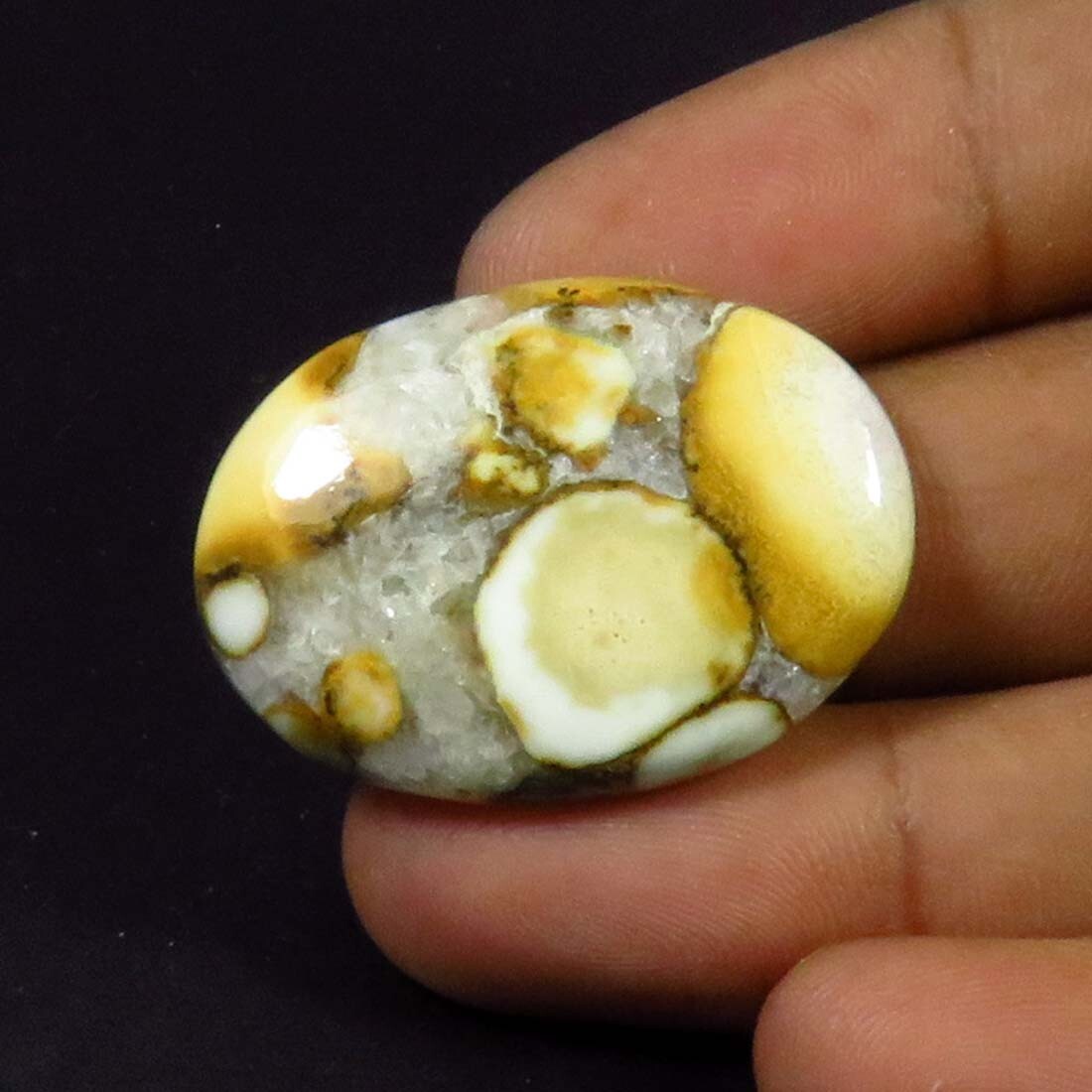 Natural Yellow Jasper Gemstone 32x23 mm Smooth Cobra Oval Cabochon