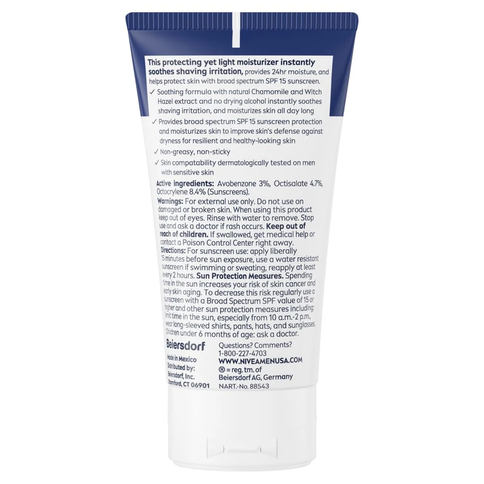 NIVEA Men Sensitive Face Lotion with Broad Spectrum SPF 15 Sunscreen, 3 Pack - Image 2 of 4