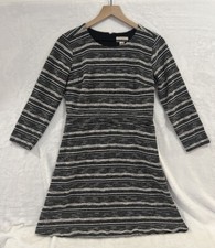 Ann Taylor Loft Black White Women’s Dress Striped Tweed Zip Dress Size 4
