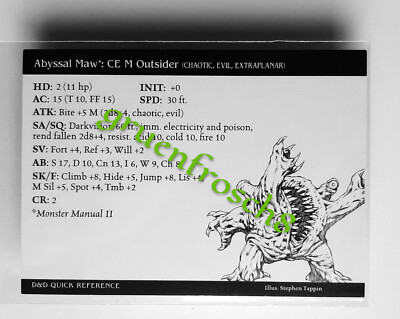  ABYSSAL MAW  43 C  DRAGONEYE 2003  D&D MINIATURES QUICK REFERENCE CARD WIZARDS