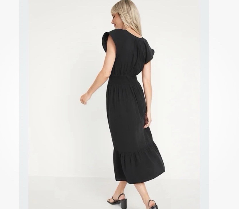 black gauze maxi dress THE POET DRESS in BLACK GAUZE