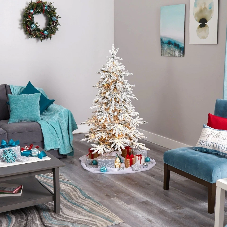 5’ Flocked Grand Northern Rocky Fir Artificial Christmas Tree. Retail $390 - Image 4 of 4