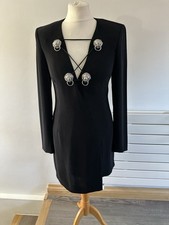 Gianni Versus Versace black mini dress lion piercing details on 42 uk10