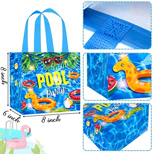 12 Stück Pool Party Gastgeschenke Geschenktüten Sommer Strand Schwimmen Motiv Vlies Geschenk - Bild 3 von 7