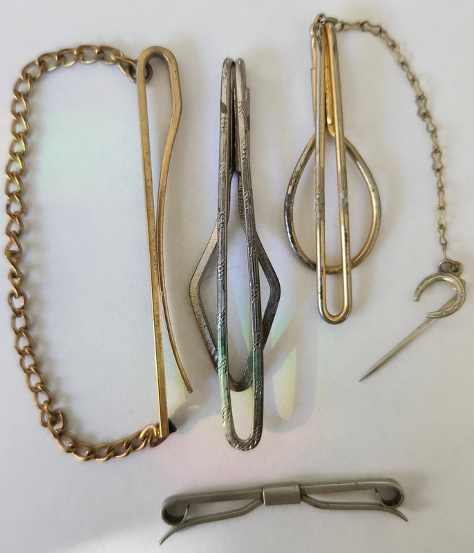Gramp's Tie Clips Open Body Industrial Modernist Silver & Gold Money Bar 