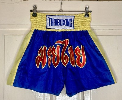 Muay Thai Boxing Shorts blau, gelb, rot