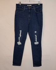 Levi s 721 High Rise Skinny Jeans Women's Size 31 Dark Wash Stretch Distressed