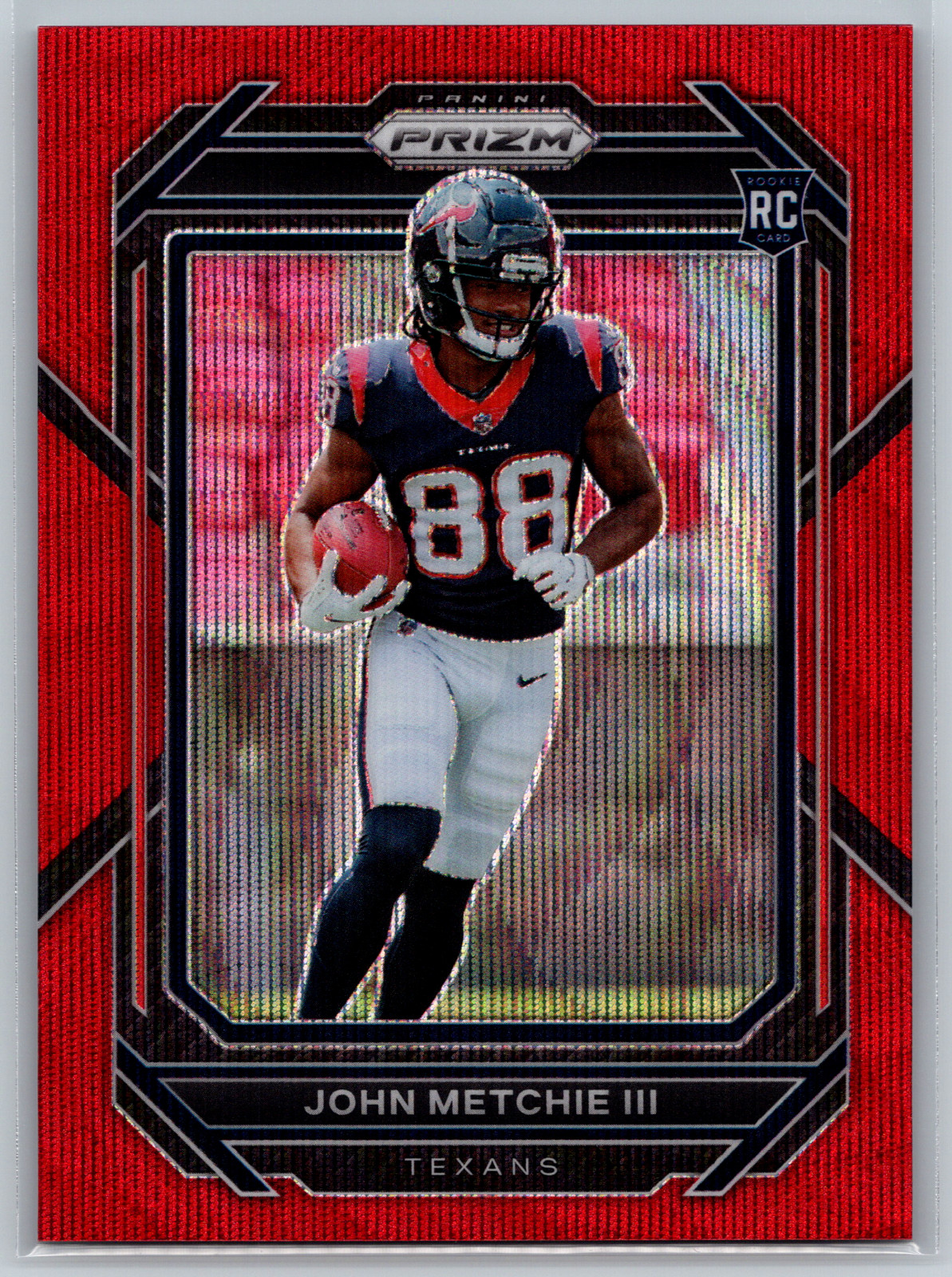 John Metchie III 2022 Panini Prizm Red Wave Prizm Rookie /149 #316 Texans