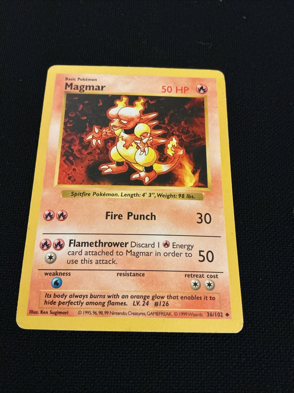 Pokemon Card - Base 36/102 - MAGMAR (uncommon) [Shadowless] HP