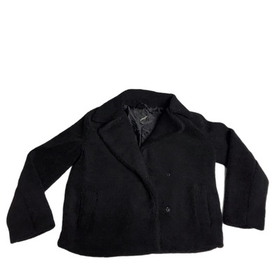 Collection B Womens Juniors' Faux-Fur Teddy Coat Black Medium MSRP 59.99 New