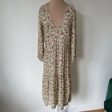 Faithfull The Brand Les Fleurs Yellow Bastille Floral Print Midi Dress EUC Sz 2