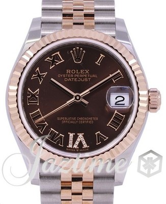 Rolex Datejust 31 Steel/Rose Gold IV Pave Diamond Fluted Jubilee 278271 NEW