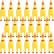 20 Pcs Rubber Chicken Screaming Squeeze Chicken Yellow Rubber Squawking Dog Toys