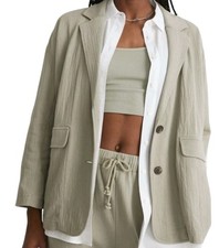 Madewell Breezewoven Larsen Relaxed Linen Blend Blazer Size M Light Green