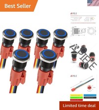 Rated Latching Push Button Switch 16mm LED 12V-24V - 6 Pack with Connectors
