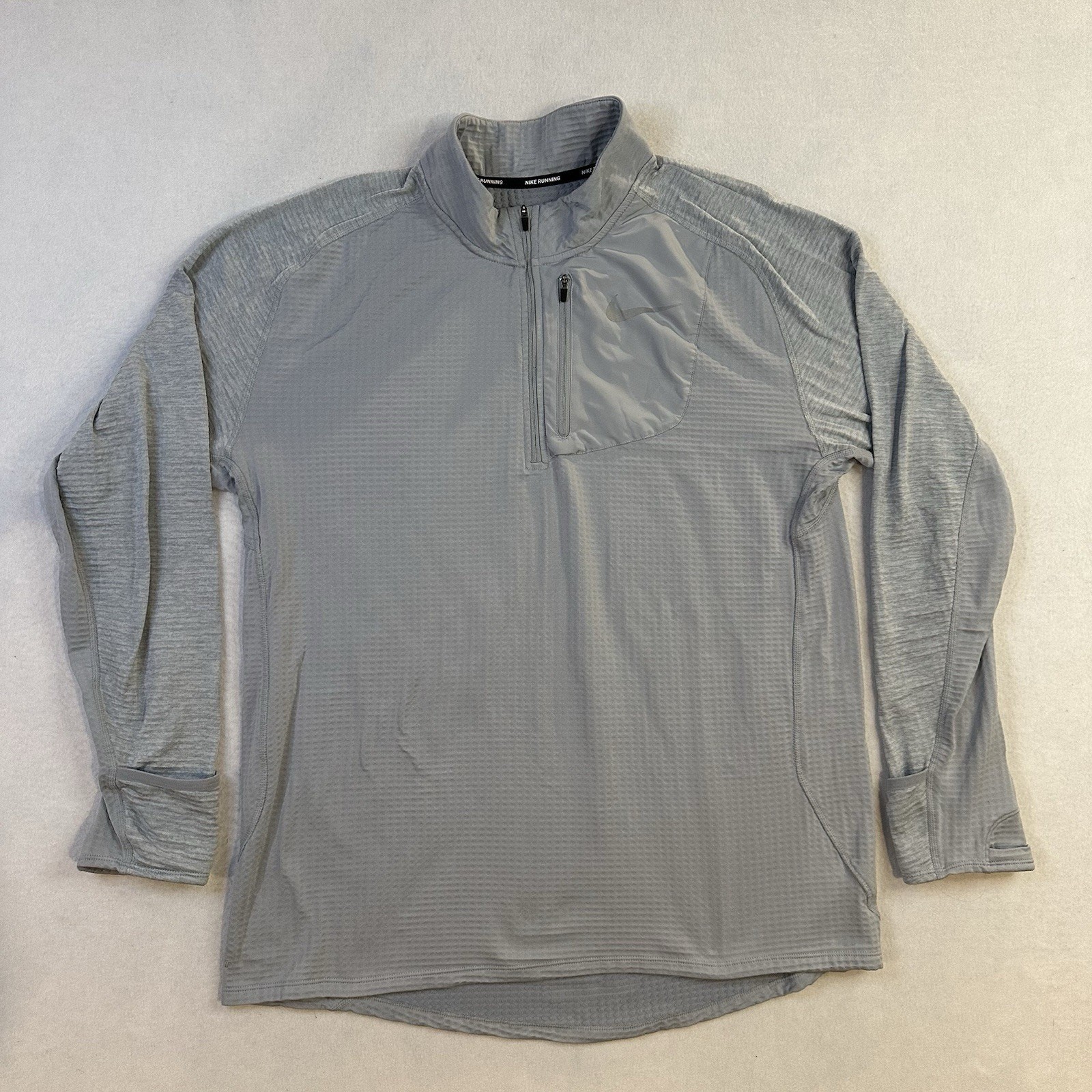 SACAI X NIKE Nike Giacca Mezza Zip Elemento Waffle Maglia Termica Running Pollice Foro Grigio Uomo XL