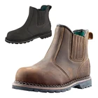 Mens Safety Work Boots S3 Leather Steel Toe Slip On Chelsea Dealer Black Brown