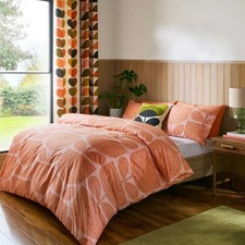 Image of Orla Kiely Bedding Block Garden Orange Sorbet Super King Duvet Set - 100% Cotton