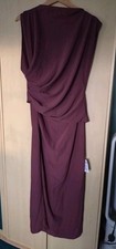 ASOS Dress High Neck Drapery Pleated Midi Size 14 Cherry  New With Tags