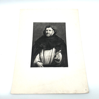 Antique Religious Engraving After Peter Paul Rubens   Clerical Portrait [E1]